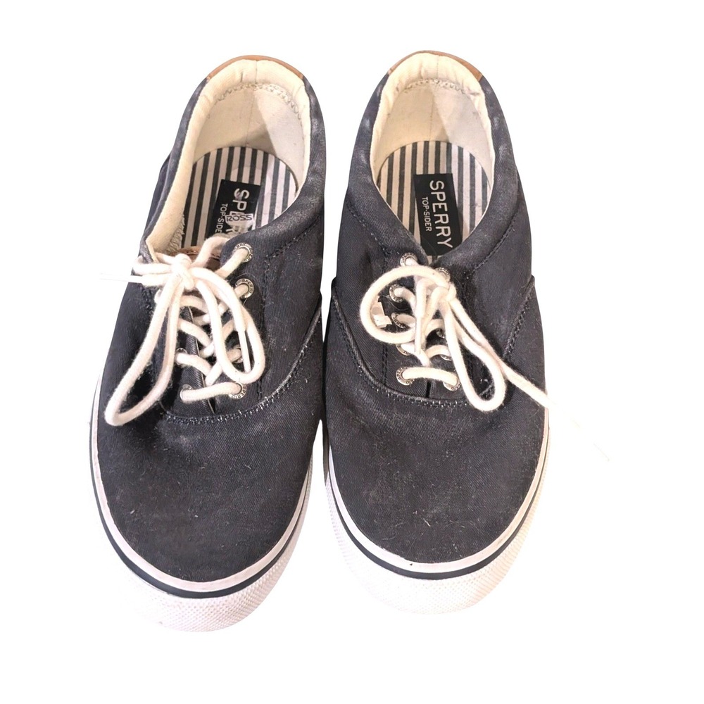 Sperry Men Halyard Sneakers 13 Navy Blue Canvas Lace Up Boat Shoes Preppy Costal